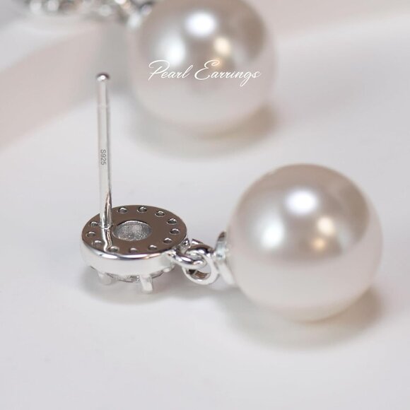 Pearl Drop Earrings Imitation Diamond Dangle Bridal Bridesmaid Jewelry - Picture 8 of 8